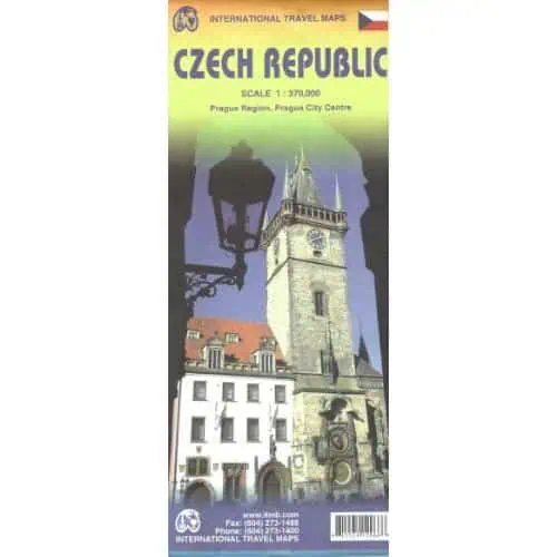Czech republic travel map, detailed city and region guide, printable international travel map for prague and praha center, by The Map Shop.