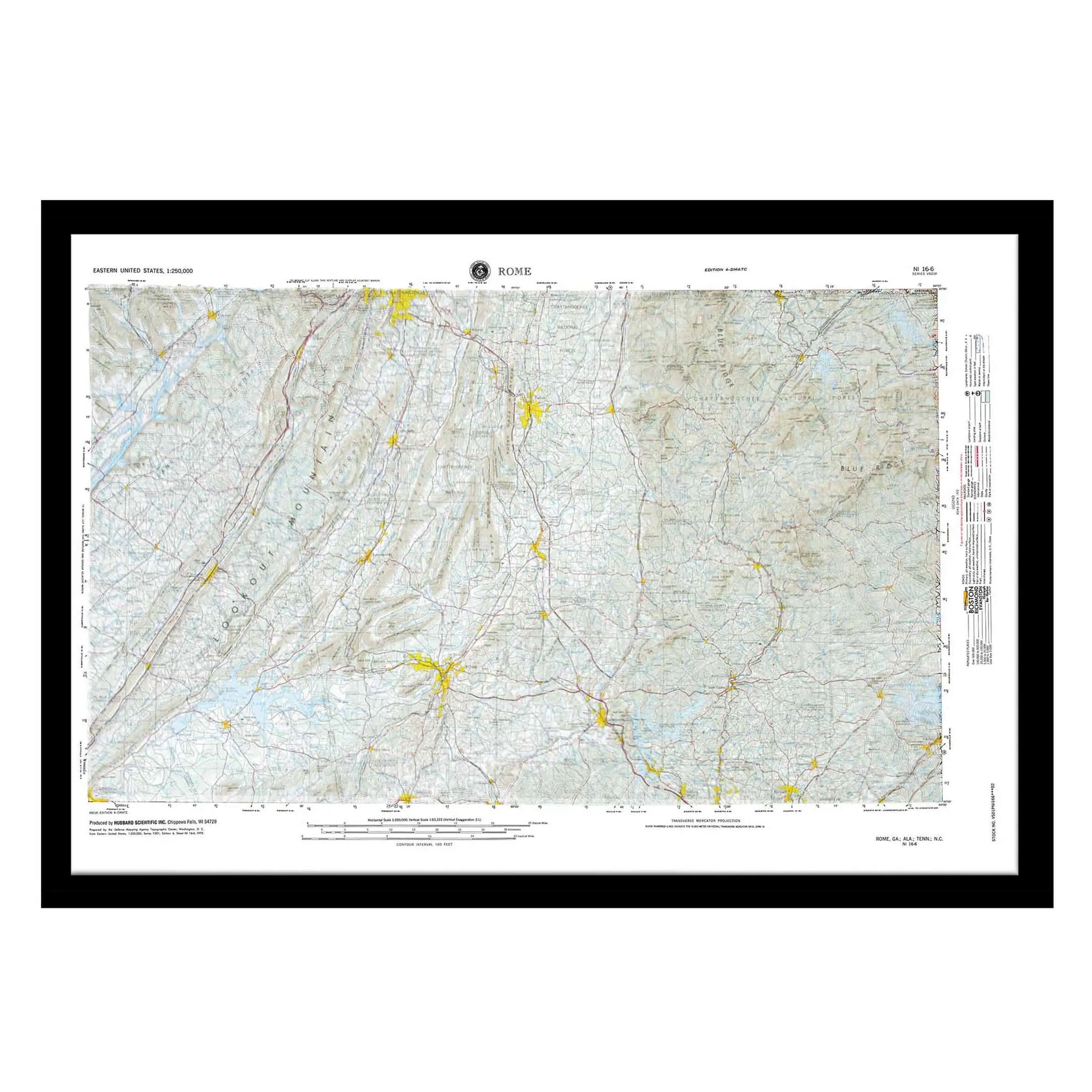Detailed U.S. topographic map of Rome, Georgia with streets, highways, water bodies, and elevation contours, available from The Map Shop for outdoor navigation and travel planning.
