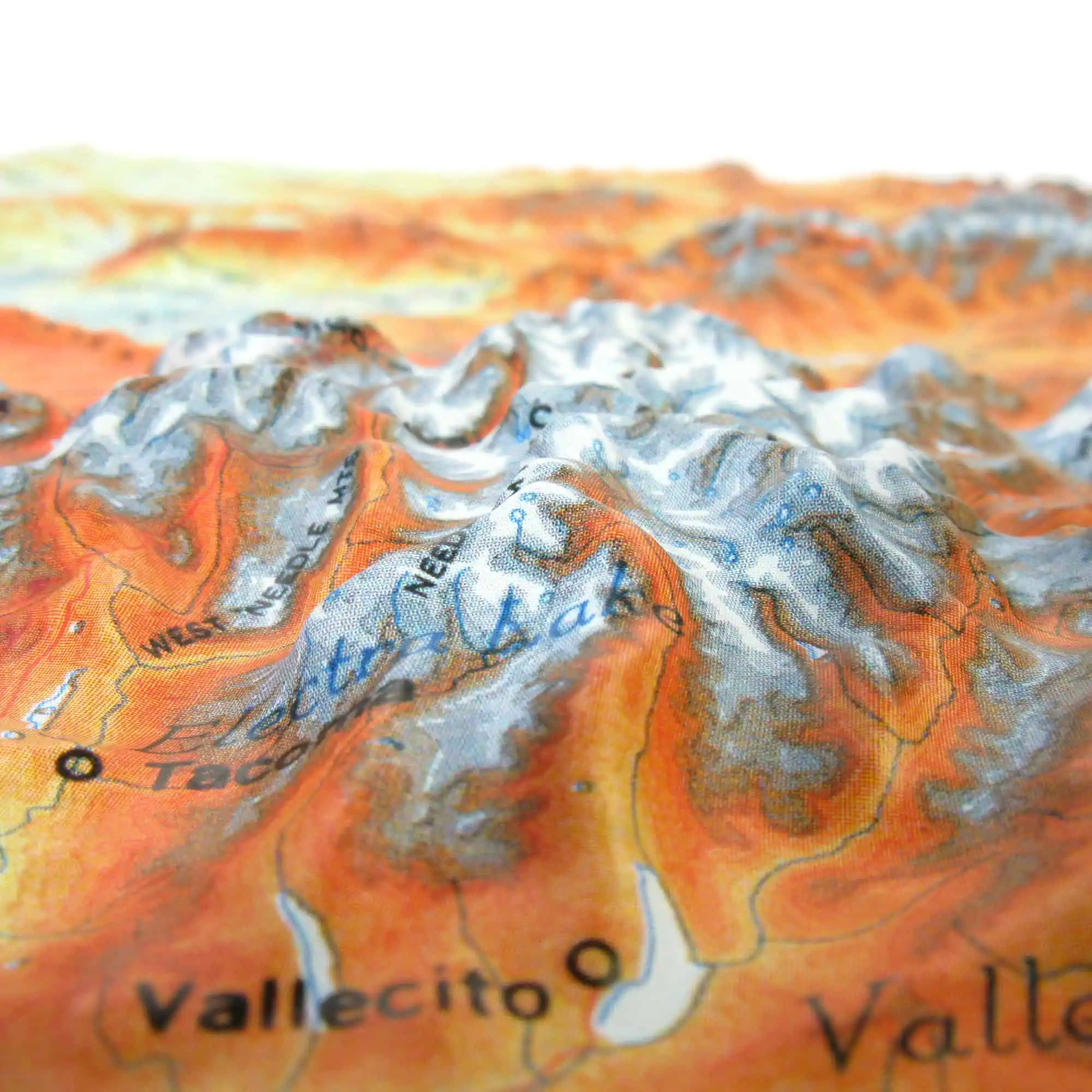 Detailed topographical map highlighting mountain ranges, valleys, and geographic features for outdoor navigation and exploration.
