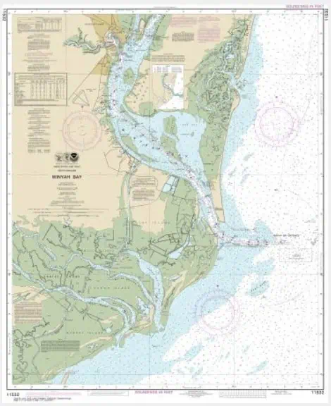 Detailed navigation chart of Wihakay Bay showcasing water depths, maritime routes, and coastal features for boating and navigation planning.