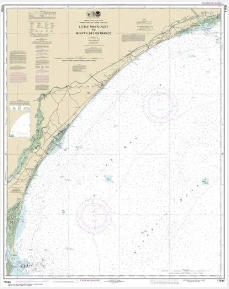 0. map of Little River Inlet Bihmar Bay Entrance nautical chart for maritime navigation.