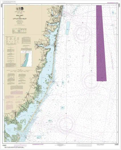 SEAT GIRT LITTLE EGGS INLET nautical chart with detailed coastal navigation information and maritime landmarks.