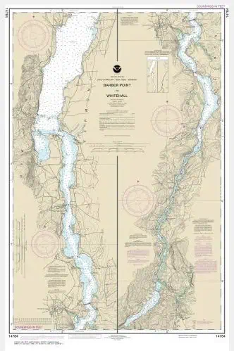 Detailed nautical chart of Whitehall and Barber Point featuring water depths, navigational aids, and coastal terrain for boating and maritime navigation.