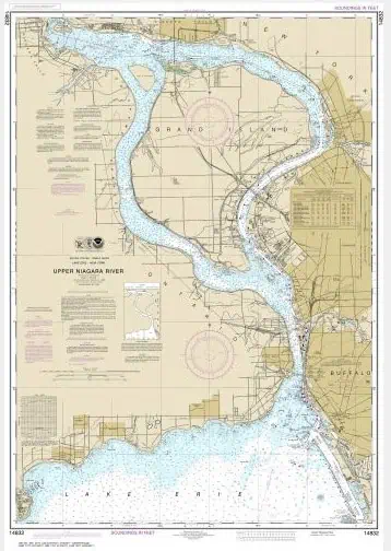 Detailed Upper Niagara River nautical chart showing water depths, navigational hazards, and maritime routes for boaters and sailors.