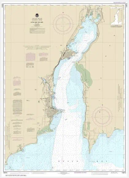 Detailed nautical chart of Little Bay, Maine, featuring water depths, navigational routes, and coastal features for safe boating and marine navigation.