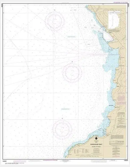 High-resolution nautical chart of Kawahie Bay, ideal for maritime navigation, boating, and sea travel planning from The Map Shop.