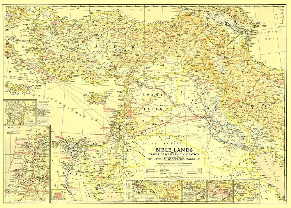 Bible Lands, and the Cradle of Western Civilization - Published 1938 by National Geographic