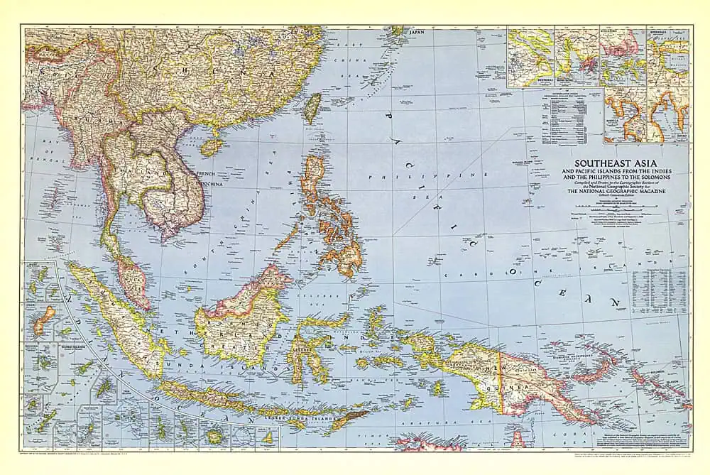 Southeast Asia and the Pacific Islands - Published 1944 by National Geographic