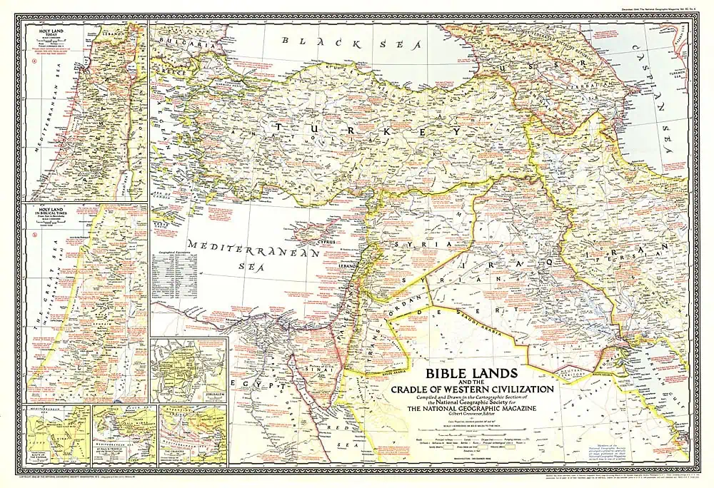 Bible Lands, and the Cradle of Western Civilization - Published 1946 by National Geographic