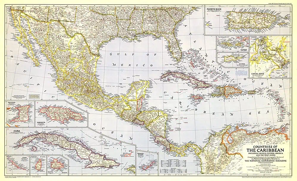 Countries of the Caribbean - Published 1947 by National Geographic