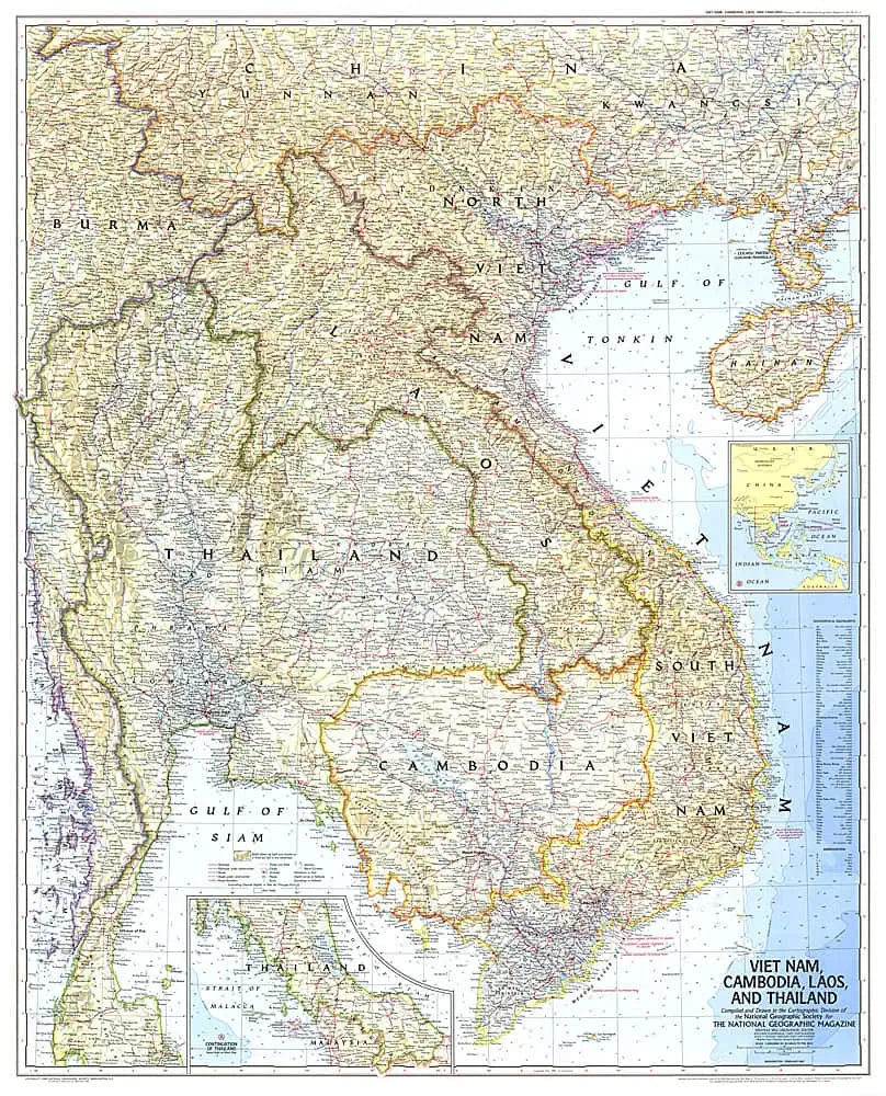 Vietnam, Cambodia, Laos, and Thailand - Published 1967 by National Geographic