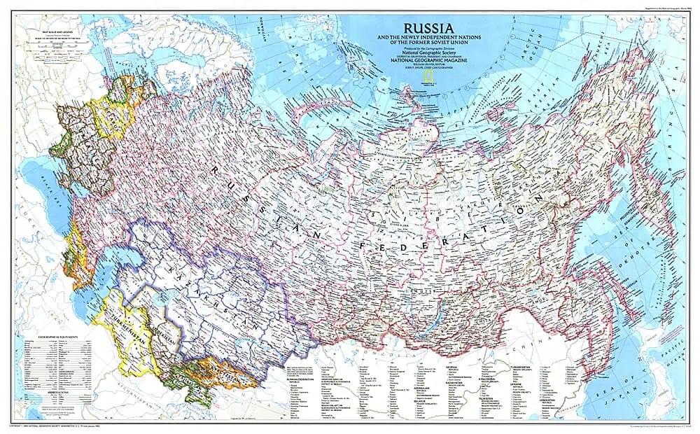 Russia and the Newly Independent Nations of the Former Soviet Union - Published 1993 by National Geographic