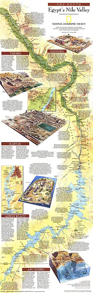 Detailed map of Egypt's Nile Valley highlighting key archaeological sites and geographic features.
