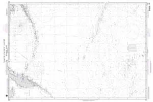 Detailed nautical chart of the Pacific Ocean, including coastlines, sea depths, and navigational markers, ideal for maritime navigation and maritime enthusiasts.