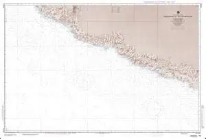 Detailed nautical chart map of the coastal region, ideal for maritime navigation, boating, and marine exploration. High-precision map from The Map Shop.