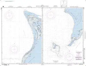 Sea chart map displaying detailed coastal and maritime navigation information, used for nautical navigation and marine adventures.