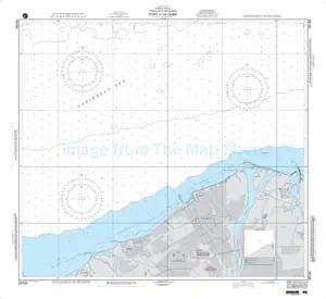 Detailed nautical chart map showing waters, depths, and coastal features for navigation and maritime planning.