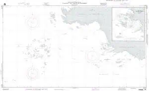 Sea navigational chart from The Map Shop, featuring detailed maritime routes and nautical information for safe ocean navigation.