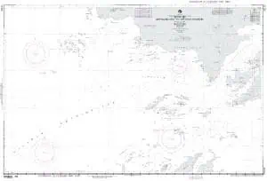 Detailed nautical chart with navigational routes and maritime details from The Map Shop, ideal for maritime navigation and boating enthusiasts.