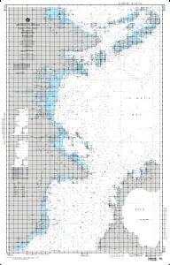 Detailed nautical chart of the Great Lakes, including Lake Michigan, Lake Huron, Lake Erie, and Lake Ontario, showing detailed water depths, navigation routes, and coastline features.