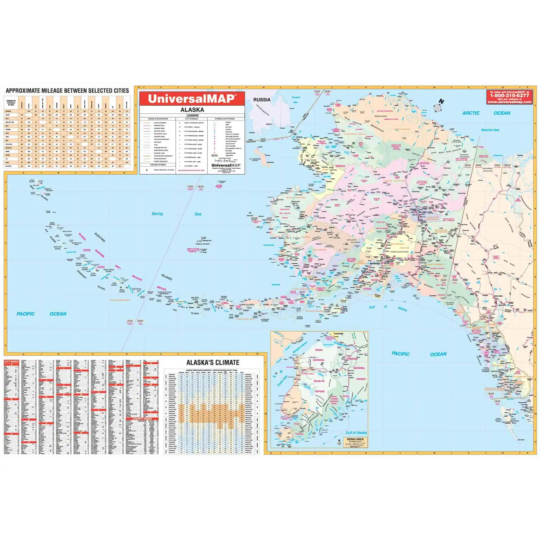 Detailed map of Alaska showing cities, highways, climate zones, and geographic features, ideal for travelers, outdoor enthusiasts, and map collectors seeking accurate and comprehensive Alaskan cartography.