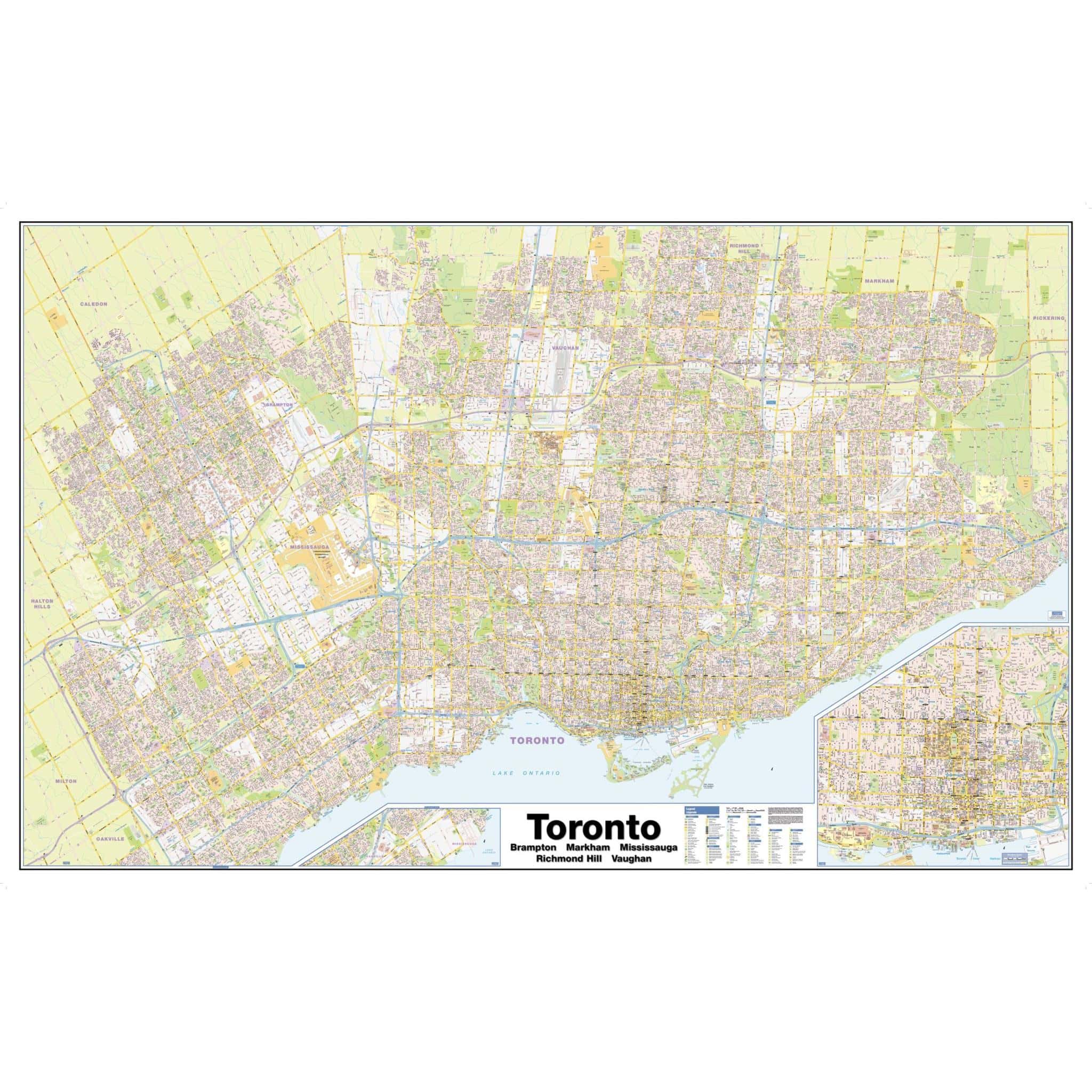 Yellowmap Toronto Toronto Wall Map | Greater Toronto Street Map | Map Shop