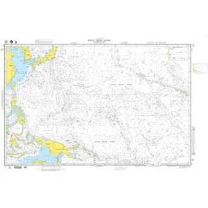 Detailed nautical navigation chart of a coastal region showing water depths, maritime routes, and navigational aids for boaters and sailors.