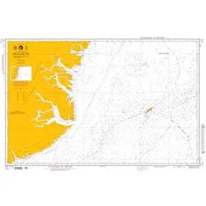 Detailed nautical chart of coastal waters showing depths, navigation routes, and geographic features for marine navigation and maritime planning.