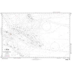 Detailed nautical chart map showcasing marine navigation routes and water depths at sea, suitable for mariners and ocean enthusiasts.