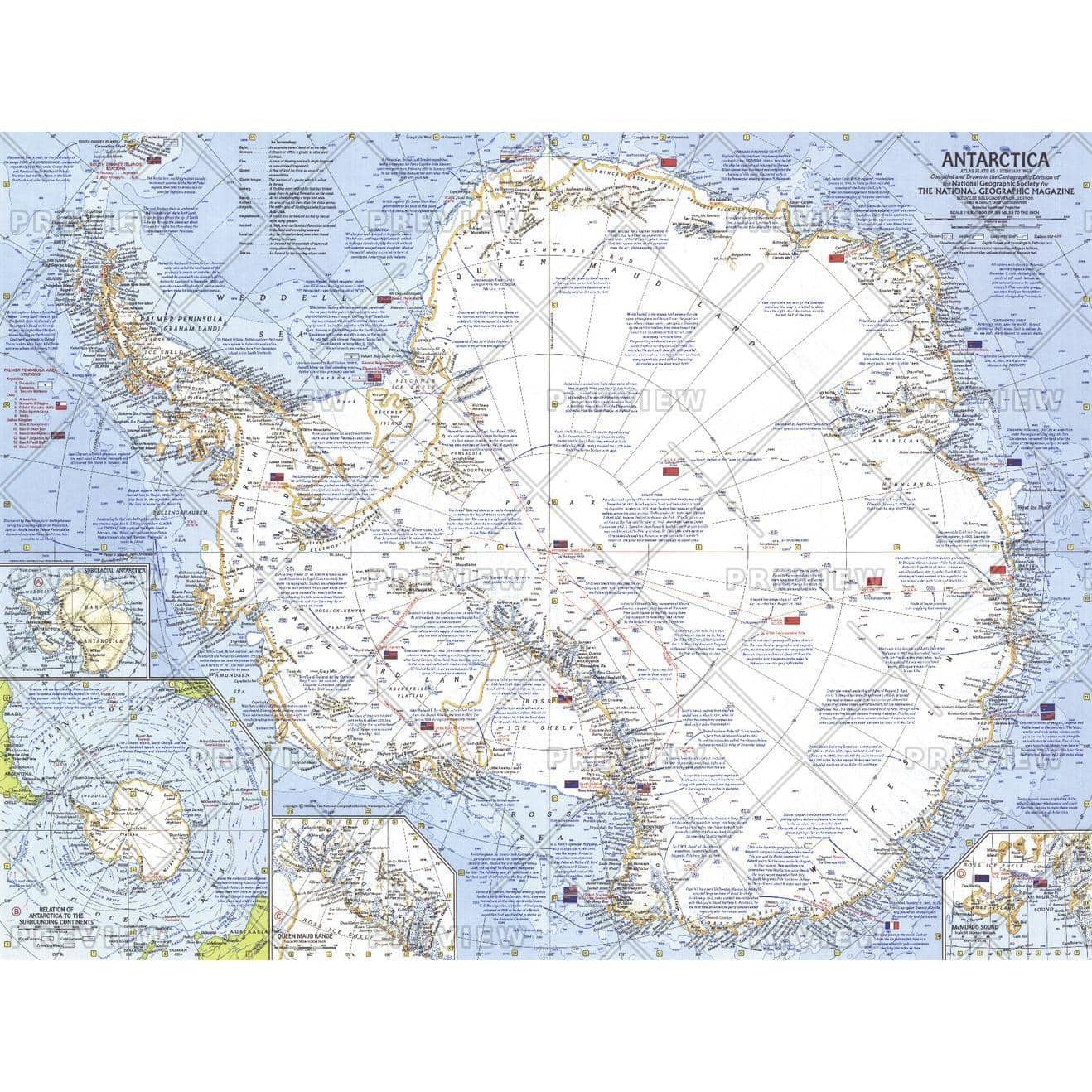 Antarctica - Published 1963 by National Geographic - The Map Shop