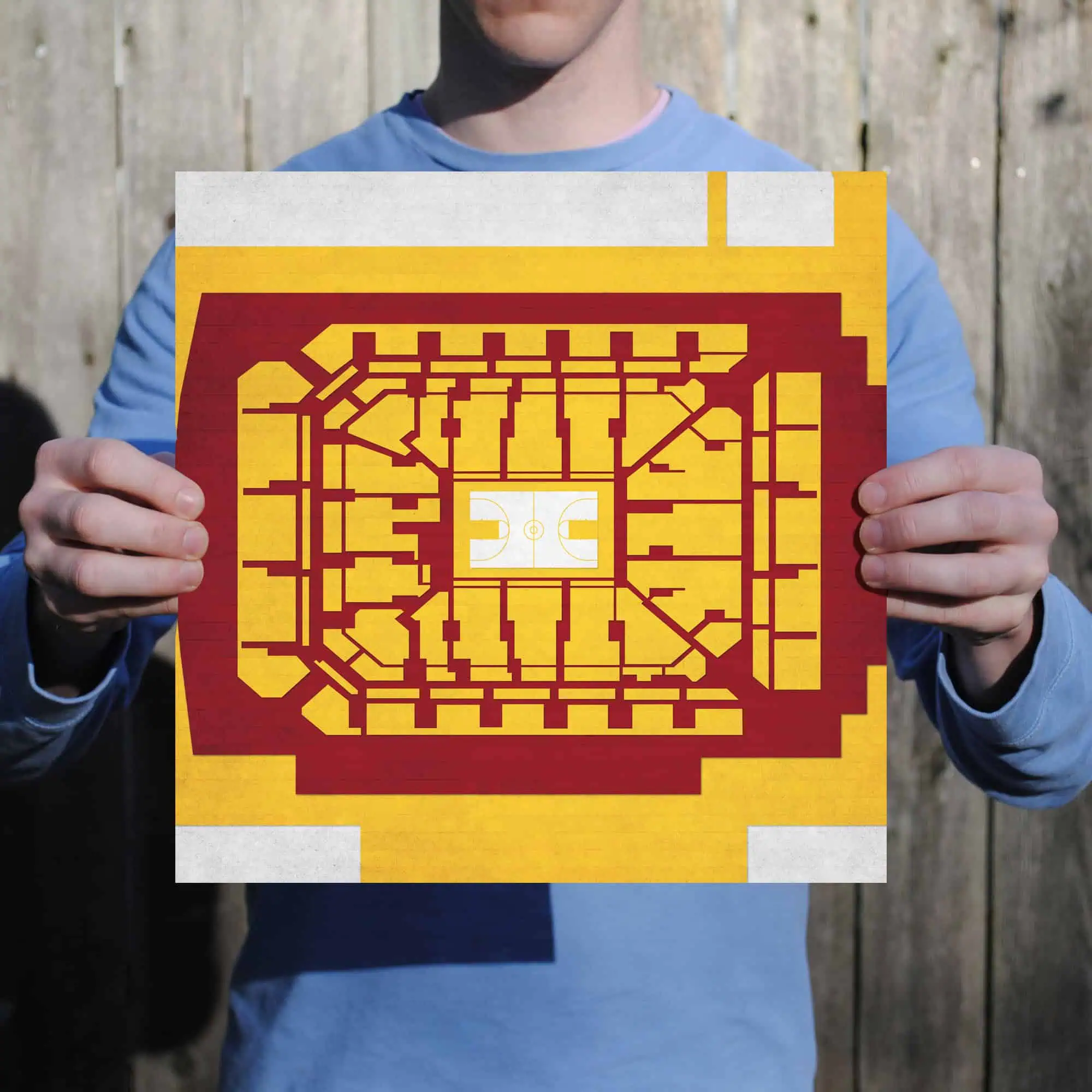 Colorful stadium map of an indoor arena, showcasing detailed seating and court layout. Perfect for sports venue navigation, fan exploration, or event planning.