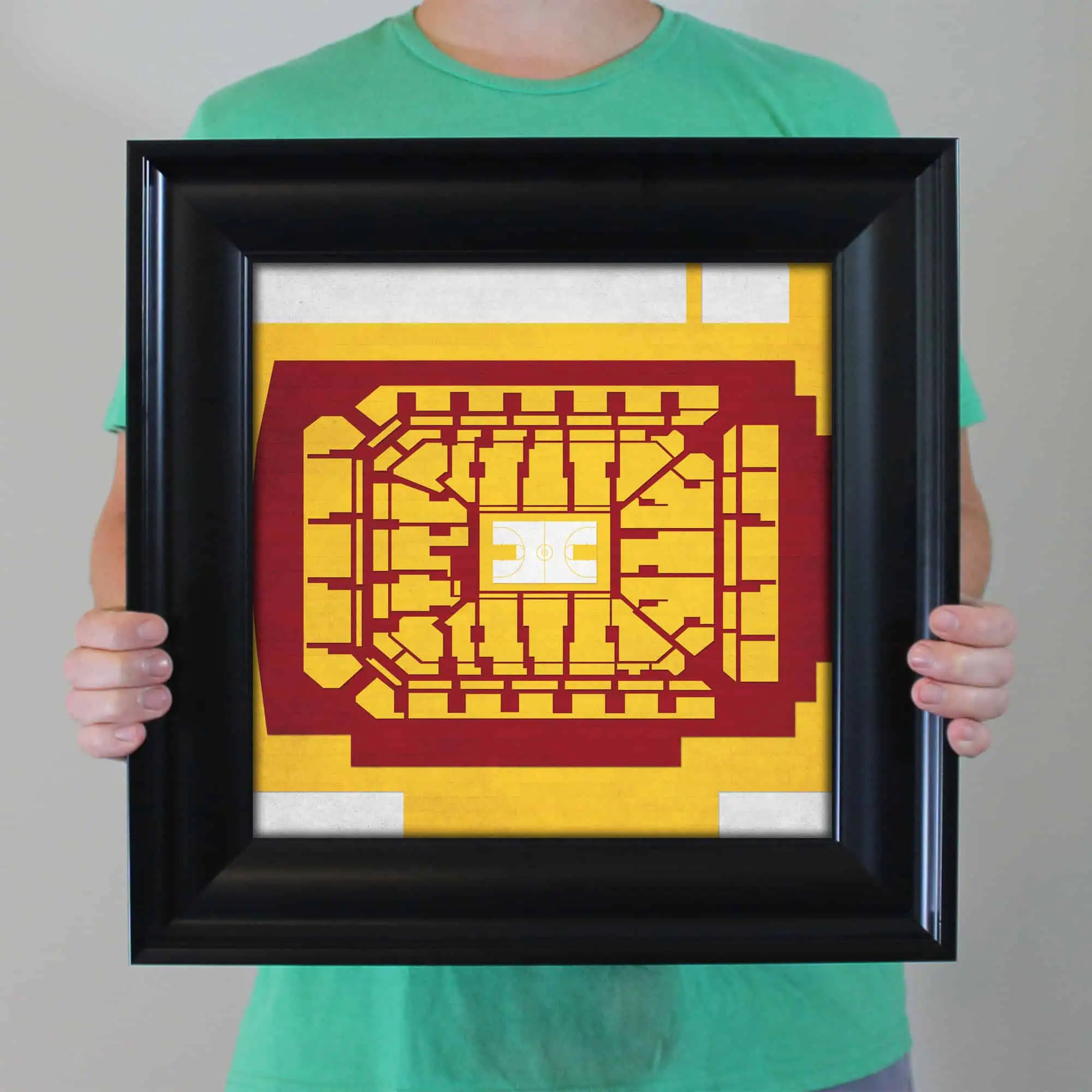 Colorful indoor sports arena map featuring seating, courts, and pathways, ideal for sports fans and event planning, highlighted for comprehensive sports venue navigation and layout.