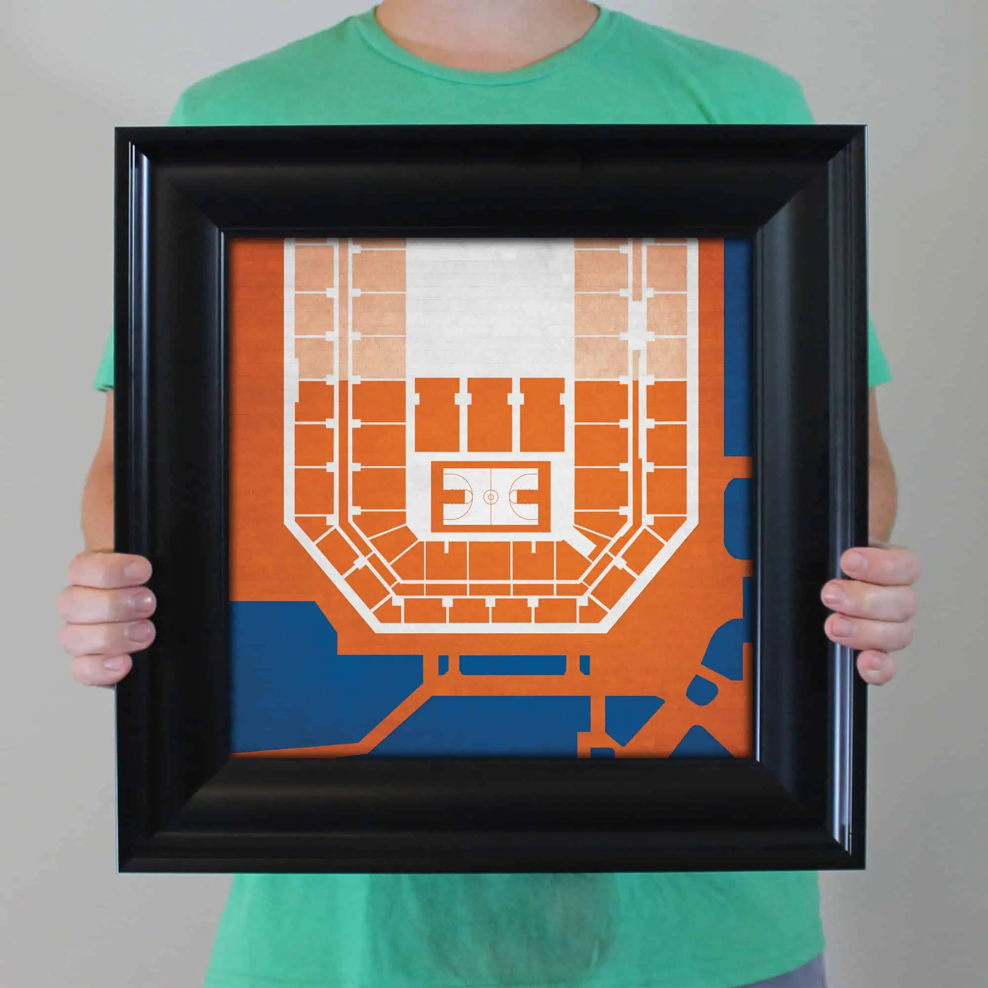 Detailed indoor sports arena map showing courts and seating arrangements.