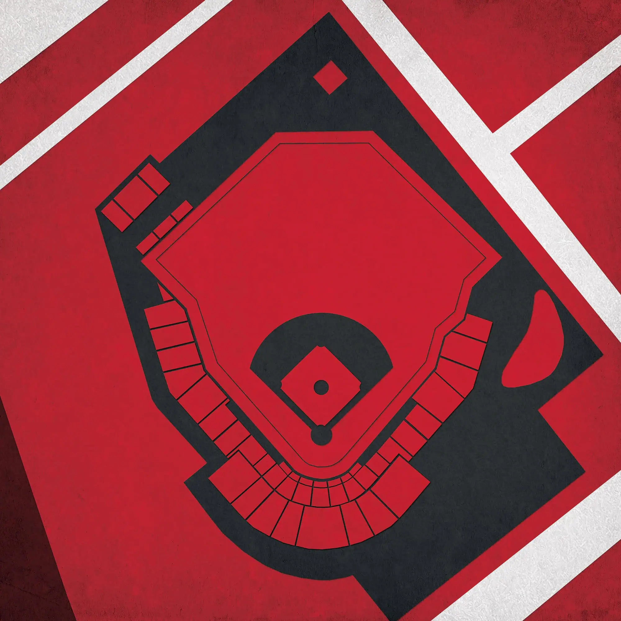 Aerial view of a baseball stadium seating chart with surrounding roads, showcasing detailed map design for sports venues and event planning.
