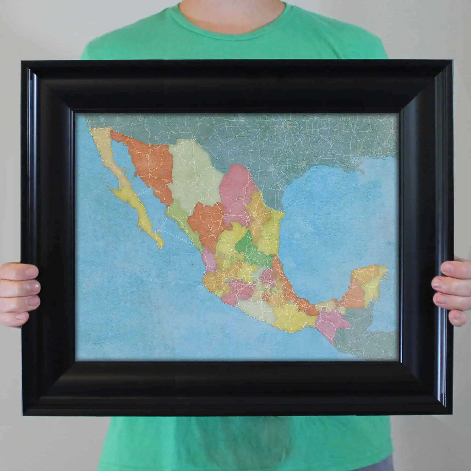 Detailed map of Mexico with state boundaries, colorful regions, and geographic features, perfect for travel planning, navigation, and geographic reference. Ideal for map enthusiasts and educators.