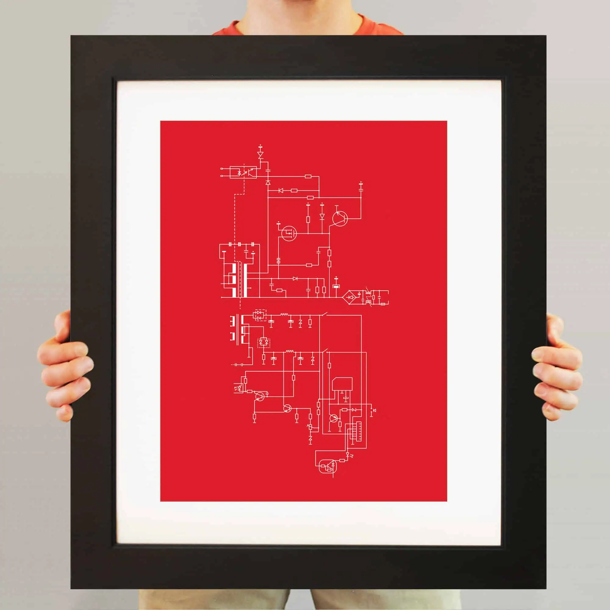 High-quality engineering schematic diagram framed for display or decoration.