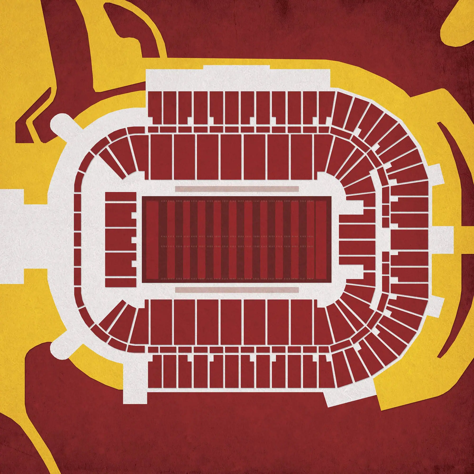 Stadium seating chart with detailed layout, seating arrangements, and ticket sections for sports events or concerts at The Map Shop.