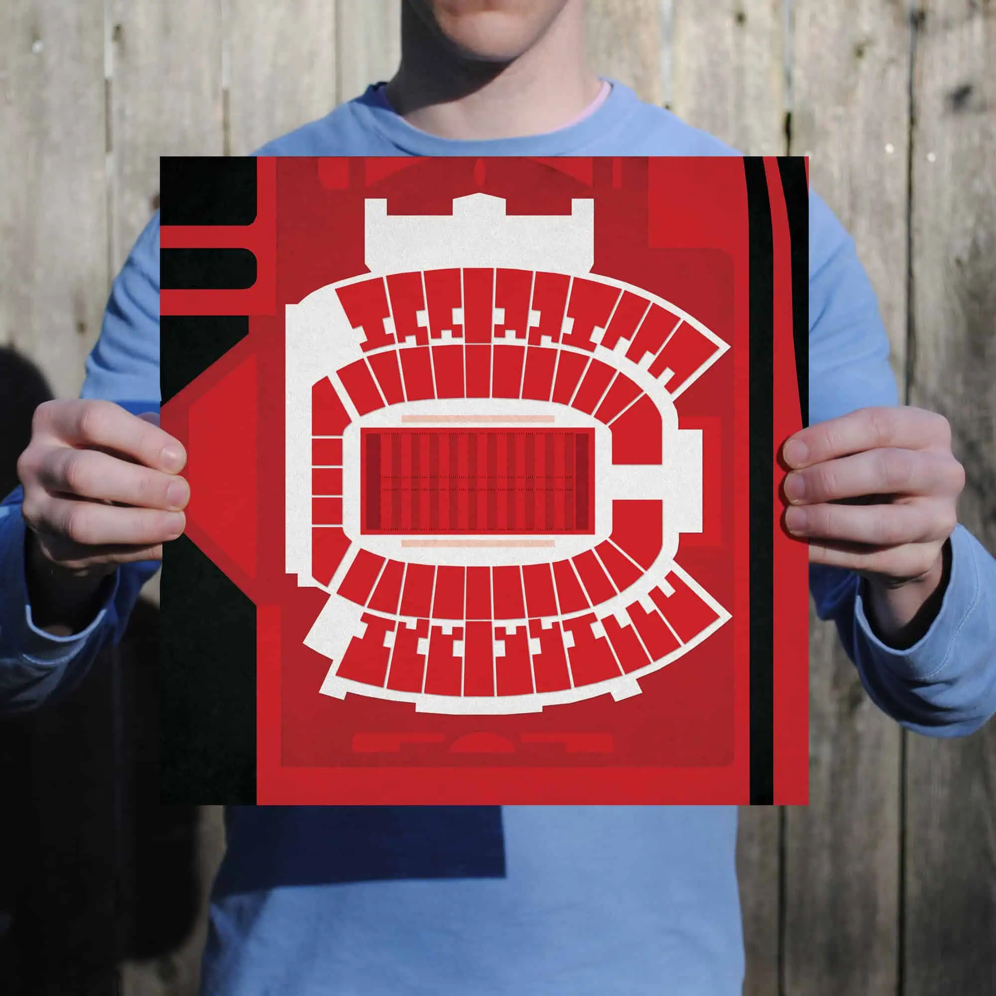 Venue seating chart of a stadium or arena for event planning and ticketing.