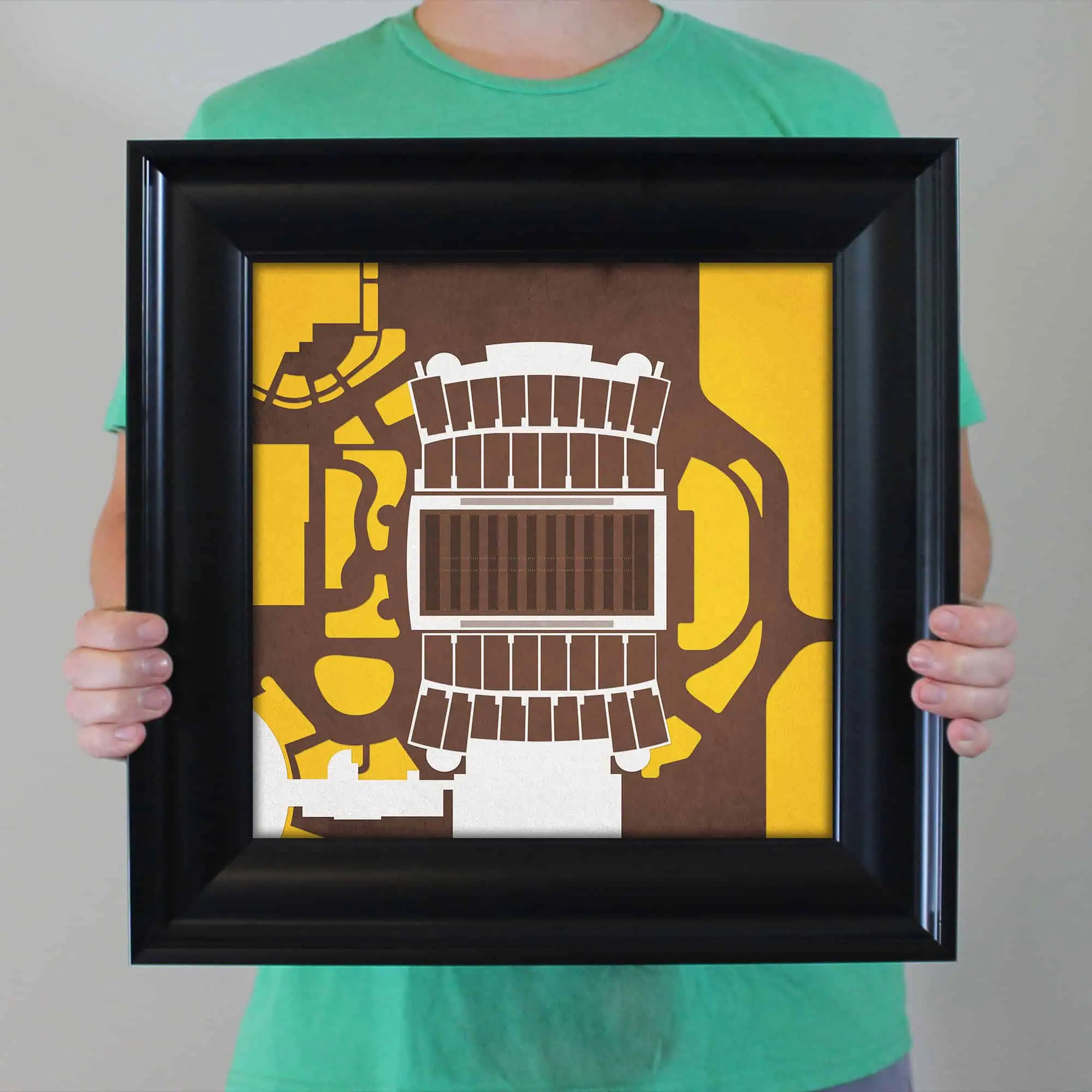 Colorful abstract map art print in black frame, vintage aesthetic wall decor for travelers, explorers, and geography enthusiasts, perfect for home or office interior design.