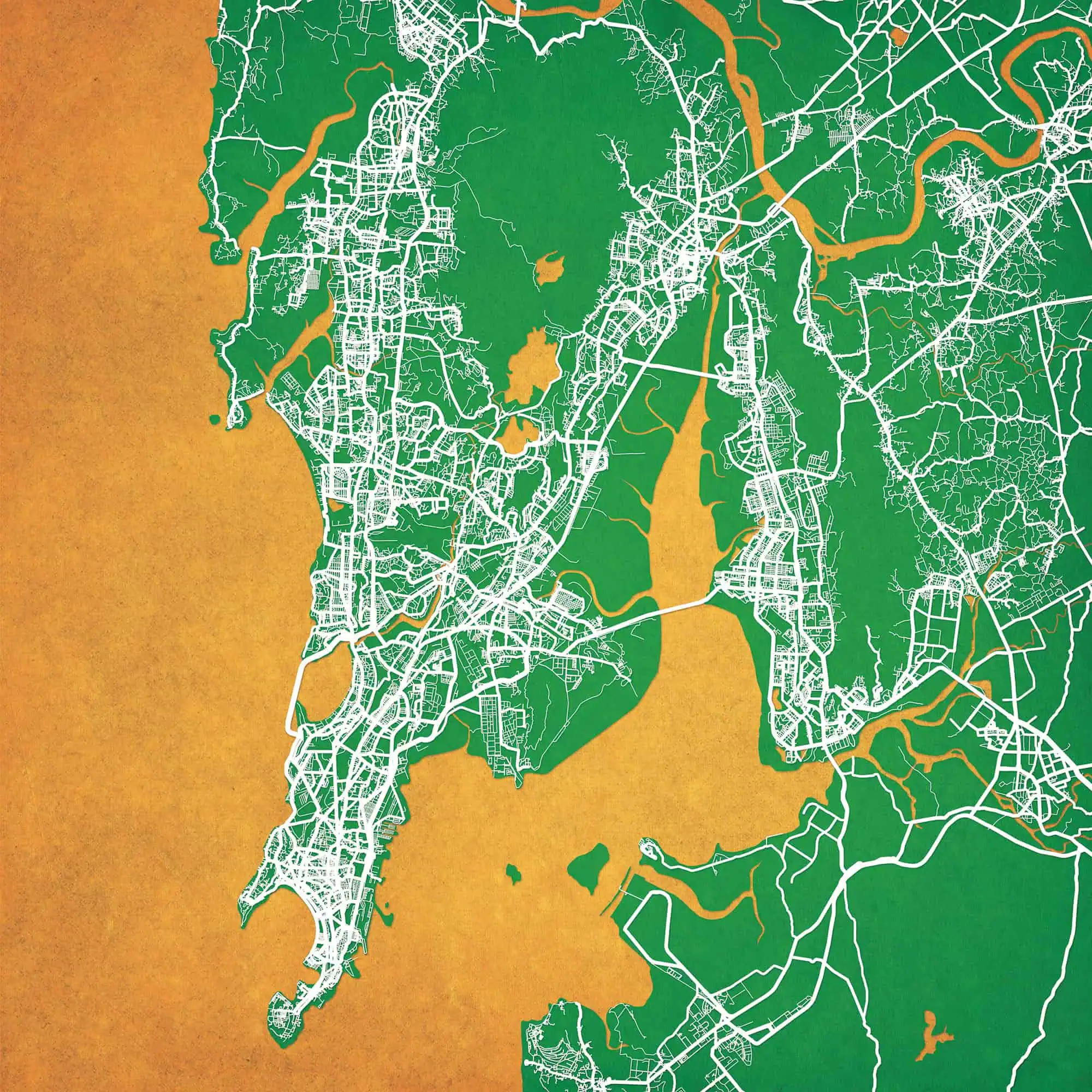 Detailed map of urban street networks with parks and water bodies, showcasing maps, navigation, and geographic detail for the Map Shop website.