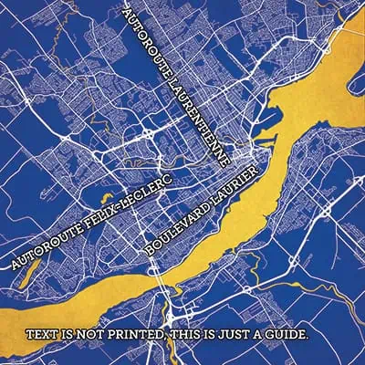 Detailed map of Montreal featuring major streets and waterways, ideal for navigation, urban planning, and travel planning. Perfect for map enthusiasts and local explorers.
