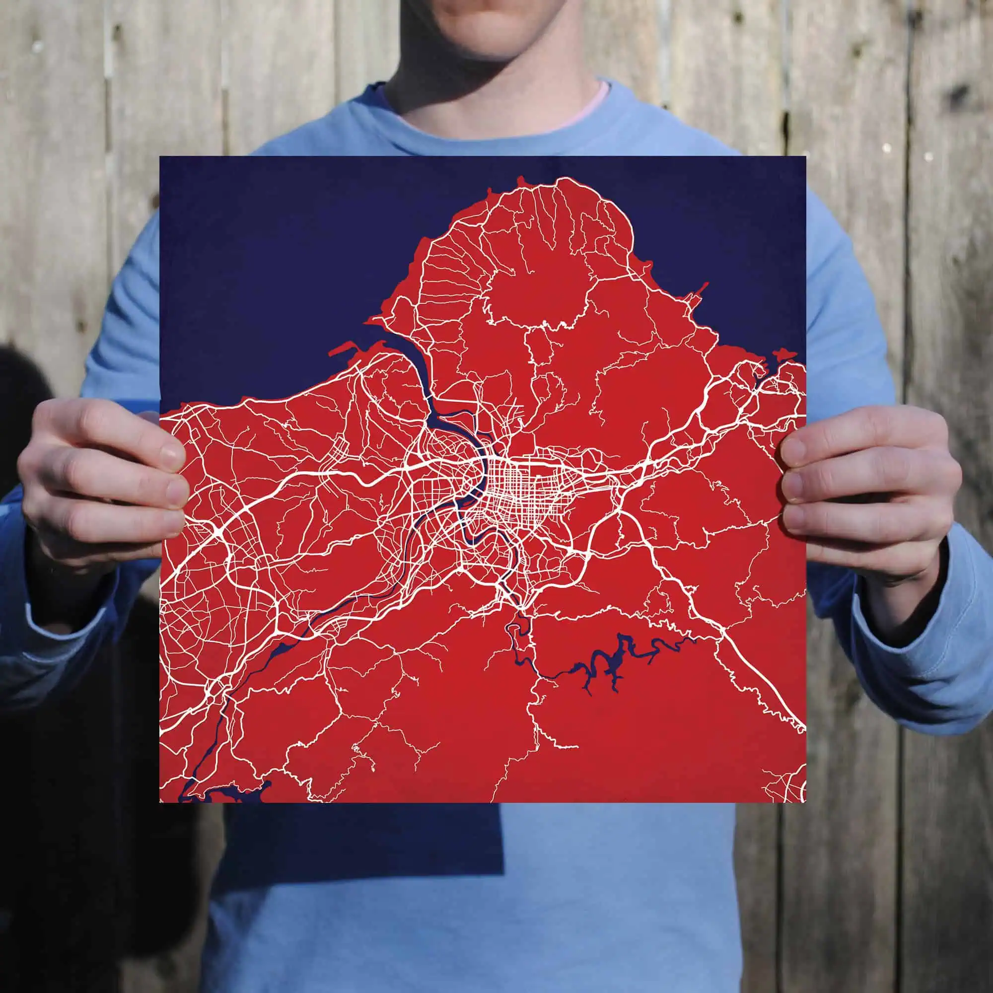 Detailed city map overlaid with transportation networks, highlighting urban and suburban road systems for navigation, travel planning, and geographic reference.