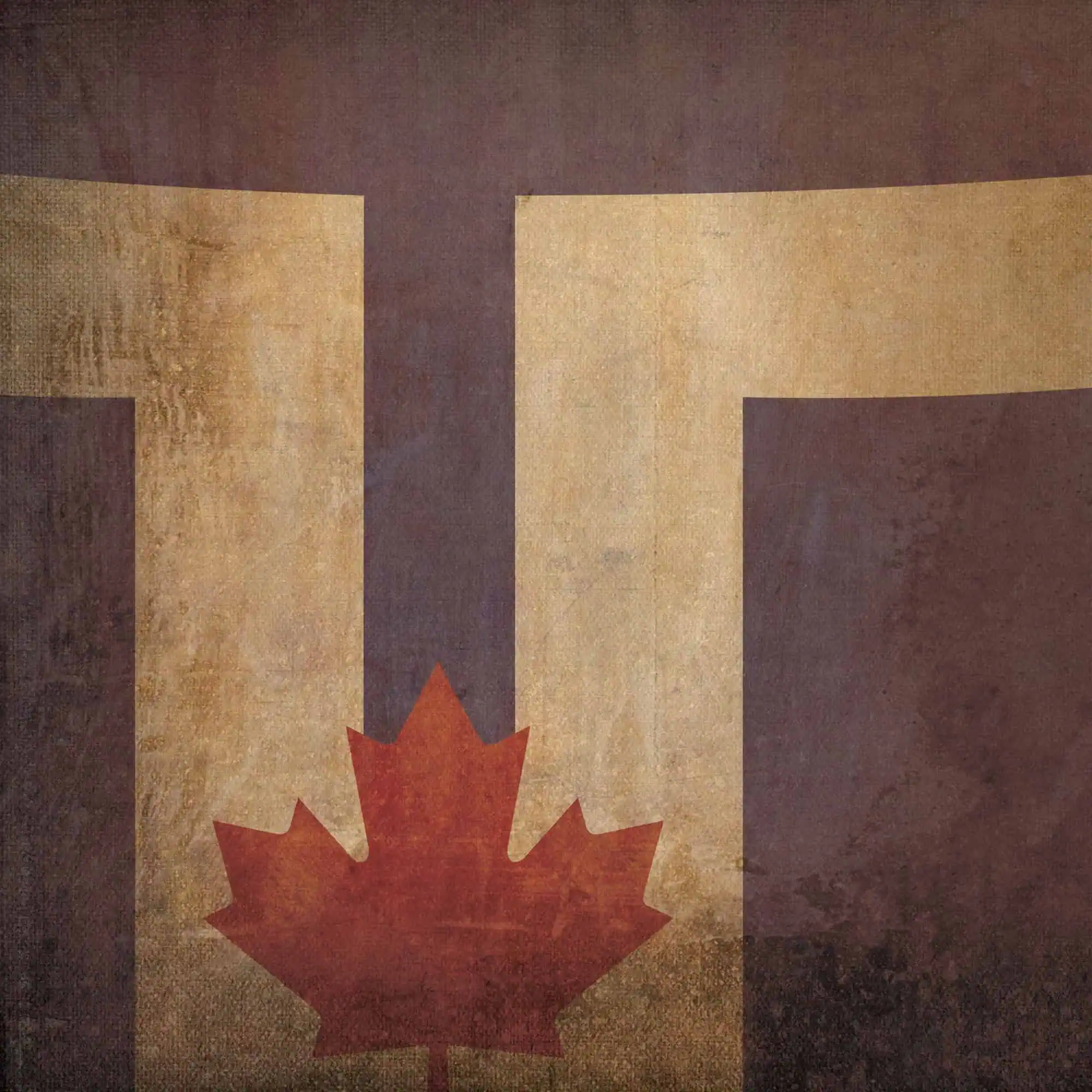 Canadian flag with vintage, textured look, maple leaf emblem, national pride, and cultural symbol for Canada.