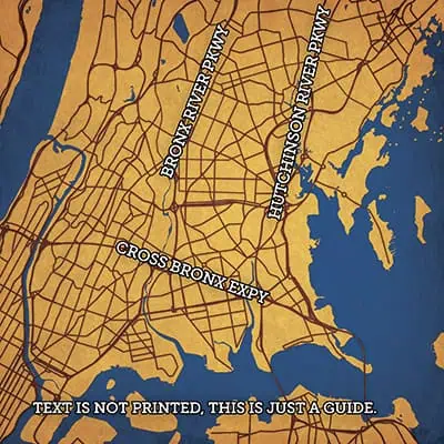 Bronx River Parkway and Cross Bronx Expressway map highlighting New York City roads and highways, ideal for navigation, travel planning, and city mapping needs.