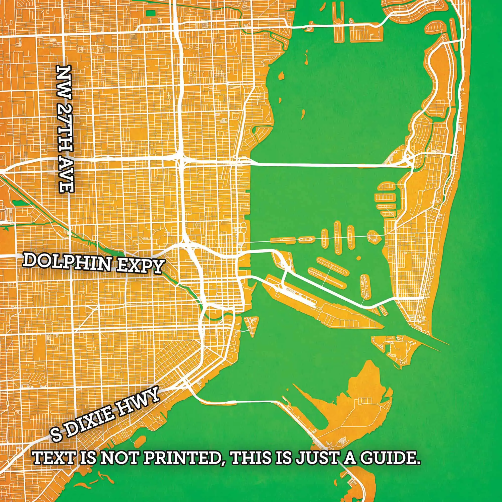 Popular Dallas city map with highways, roads, and waterways, highlighting key routes such as S Dixie Hwy, Dolphin Expy, and NW 27th Ave, for accurate navigation planning and outdoor activities.