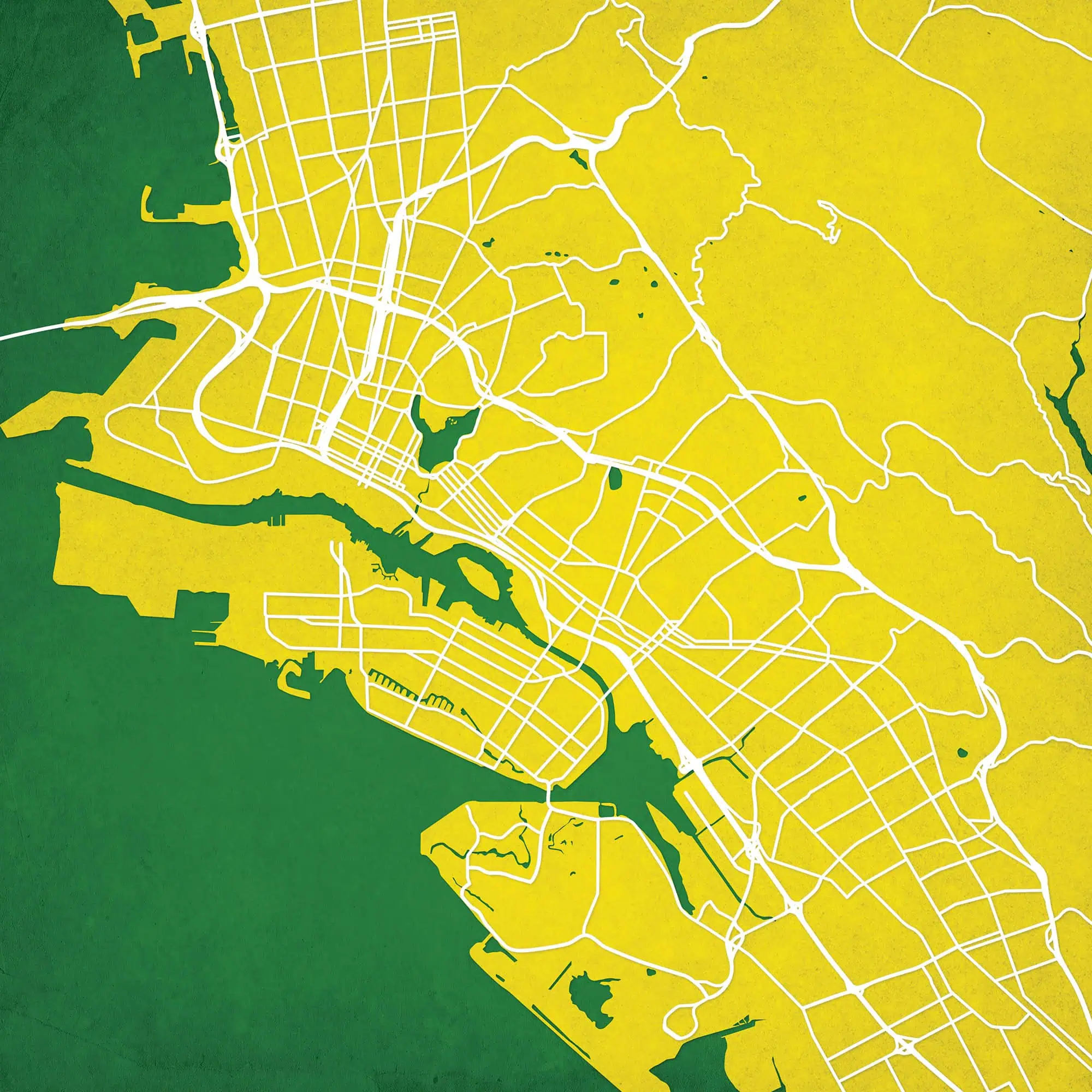 Detailed city map with street layouts and waterways for Los Angeles, California, highlighting transportation routes and urban planning features from The Map Shop.