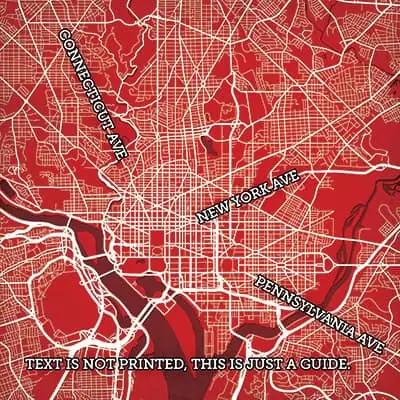 Detailed map of downtown with major streets including Connecticut Ave, New York Ave, Pennsylvania Ave, highlighting the importance of detailed city maps for navigation.