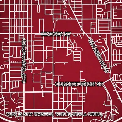 Detailed street map of Lindsey Street, Georgetta Avenue, and Glessner Boulevard showing city layout and road connections.