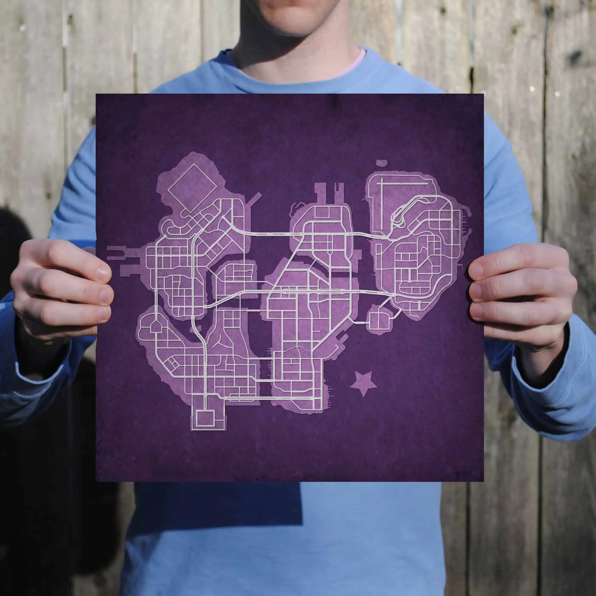 Detailed city map illustration with streets and landmarks, suitable for urban planning or navigation purposes.