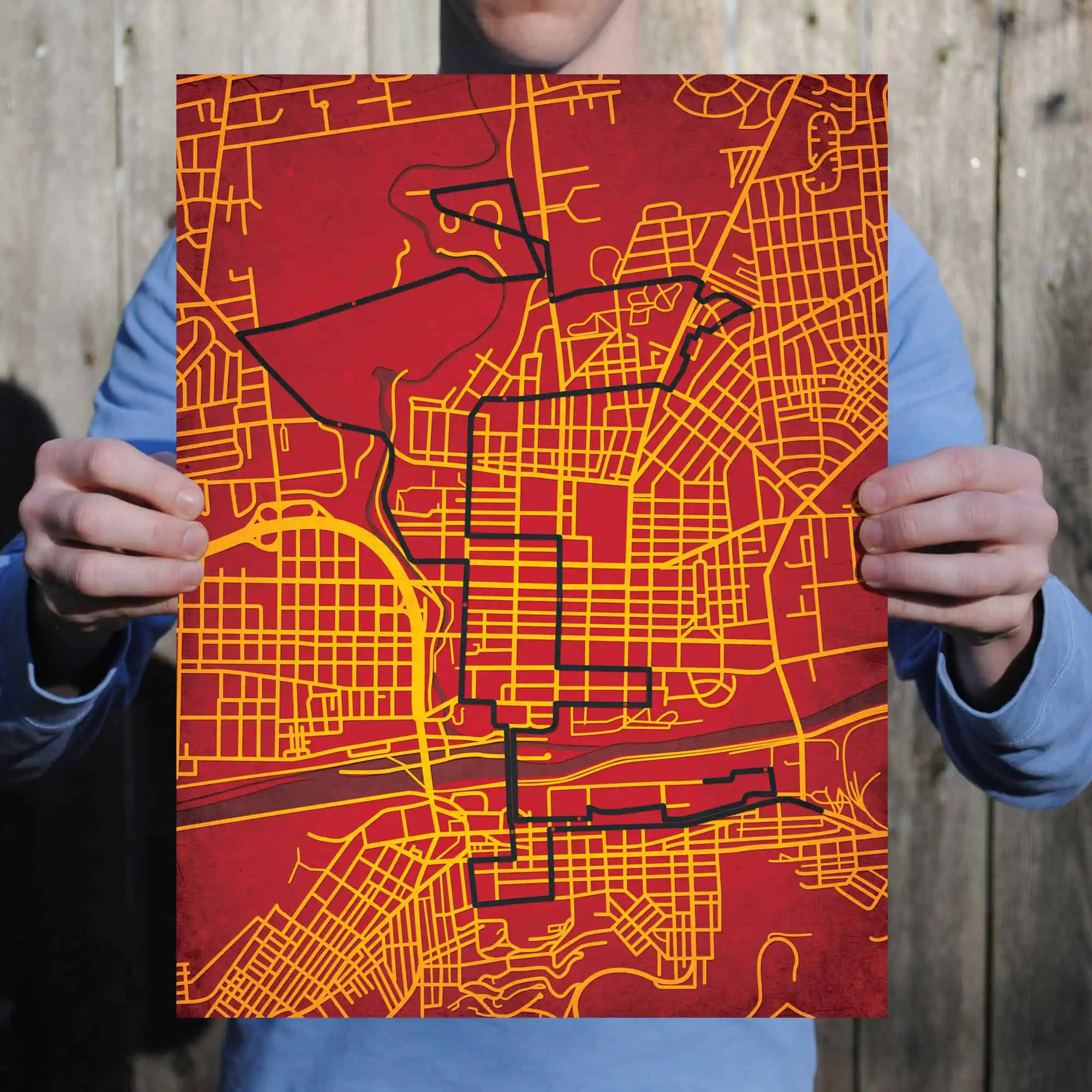 Detailed city map with transit routes and streets for urban navigation and trip planning.